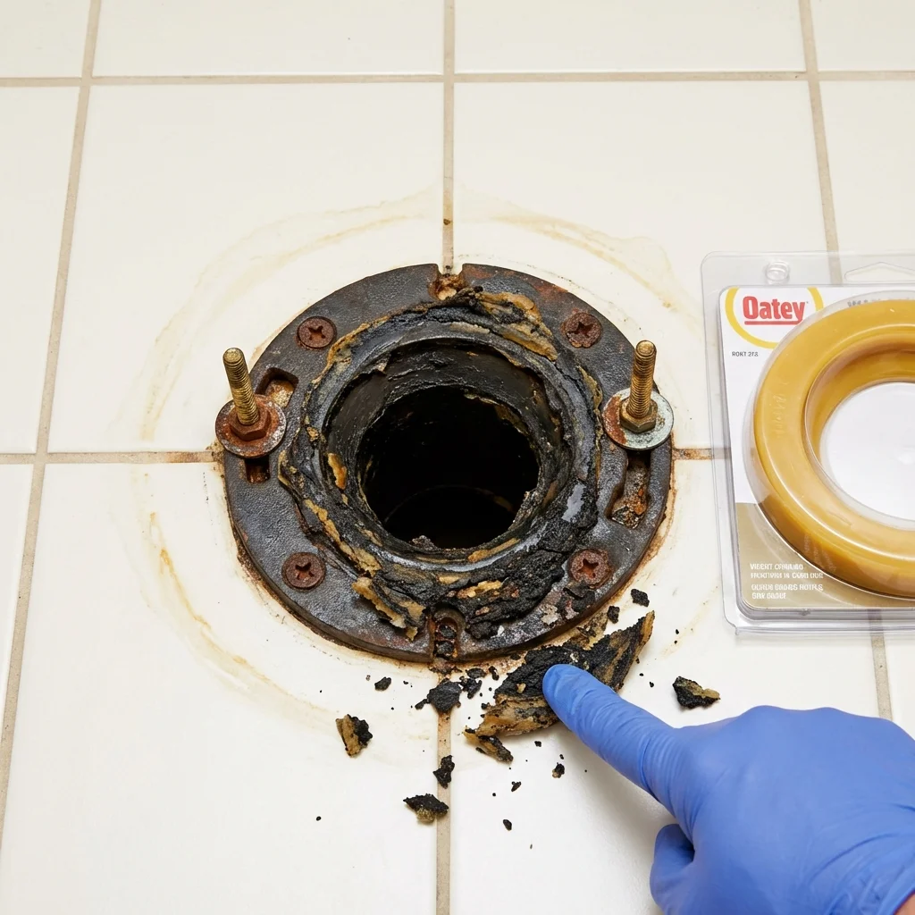 Failed wax ring showing water seepage at the base of a toilet in a Provo, UT home