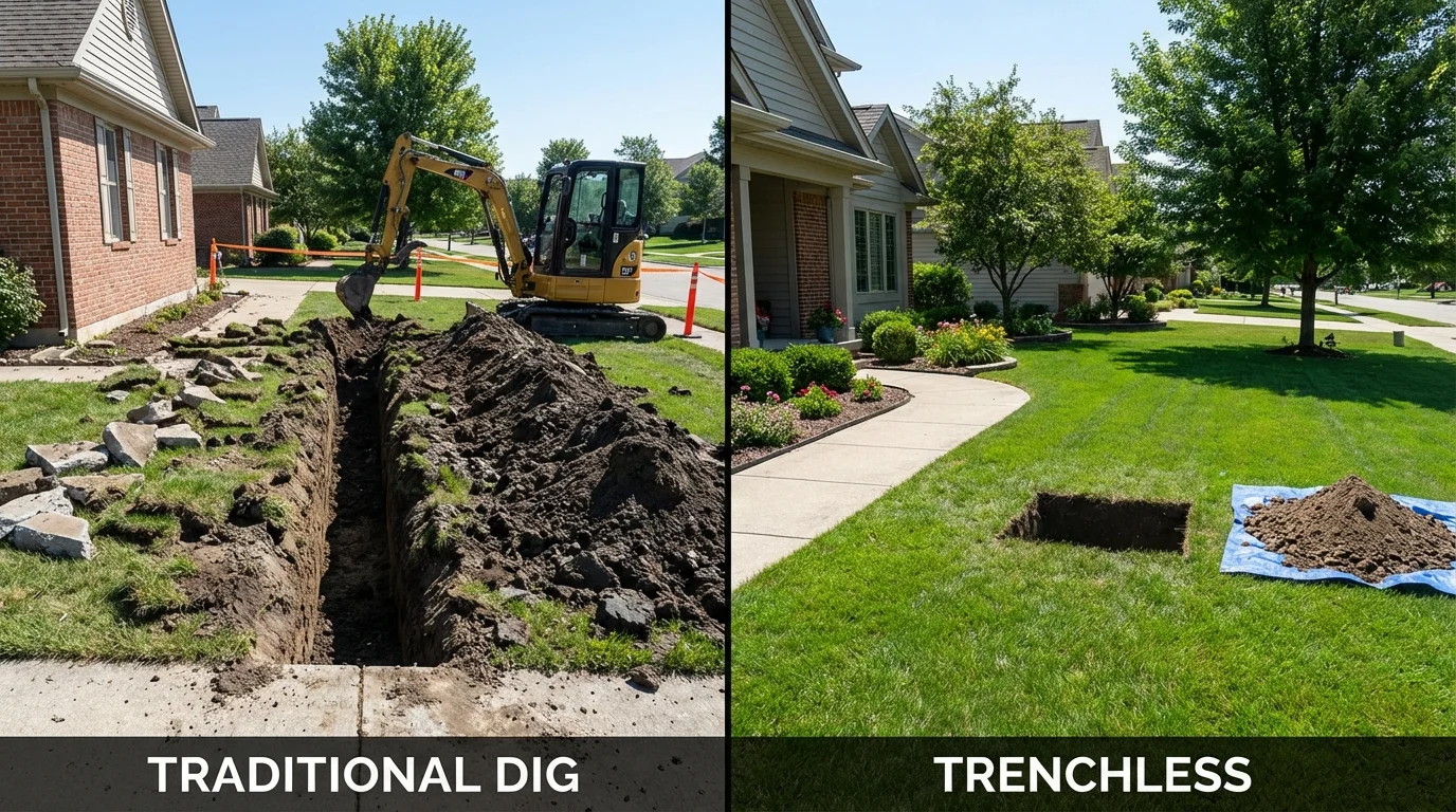 Trenchless sewer repair with minimal yard damage versus traditional excavation in Provo, UT